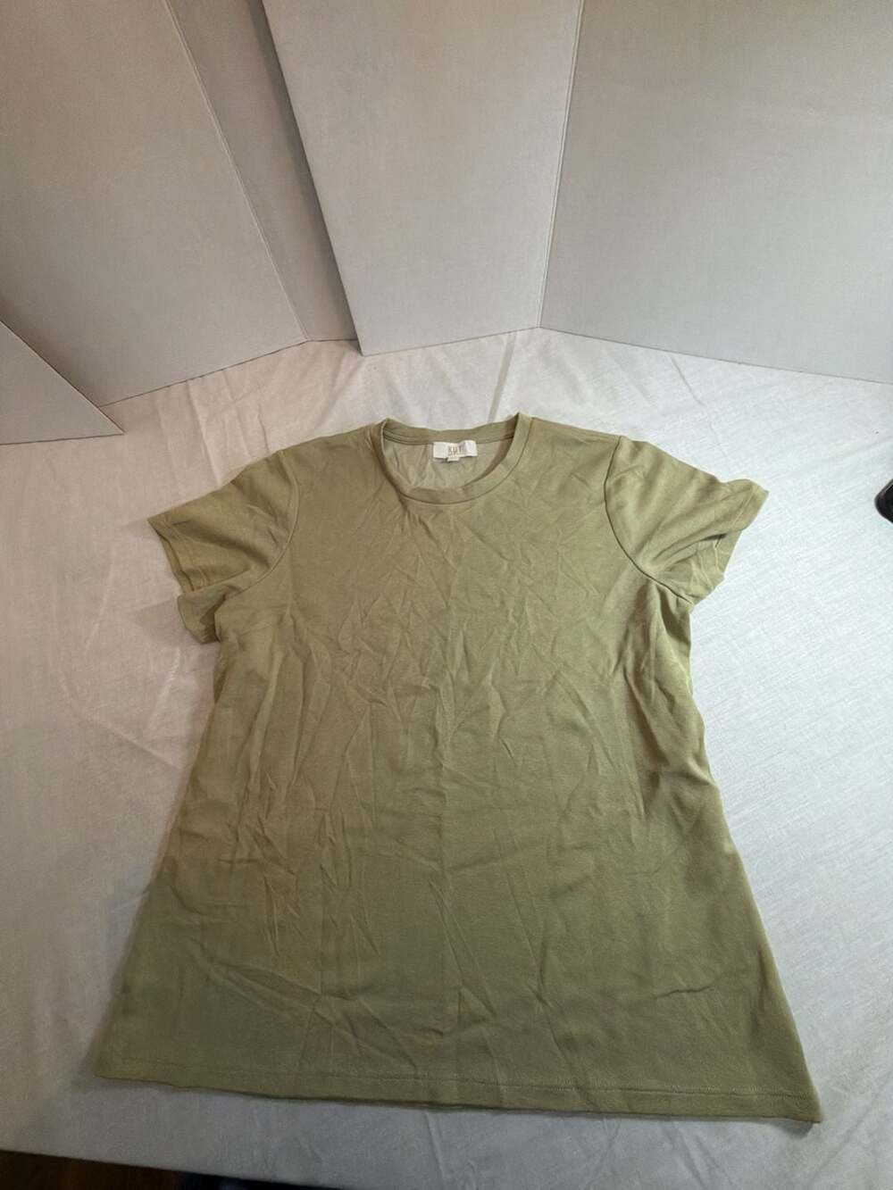KUT from the Kloth Women's Olive Green Modal Blend Crew Neck T-Shirt